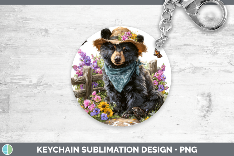 Black Bear Keychain Woodland Bandana Summer Sublimation Keyr