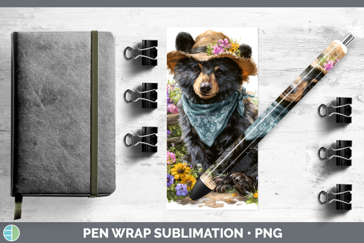 Black Bear Pen Wrap Woodland Bandana Summer Sublimation Pen