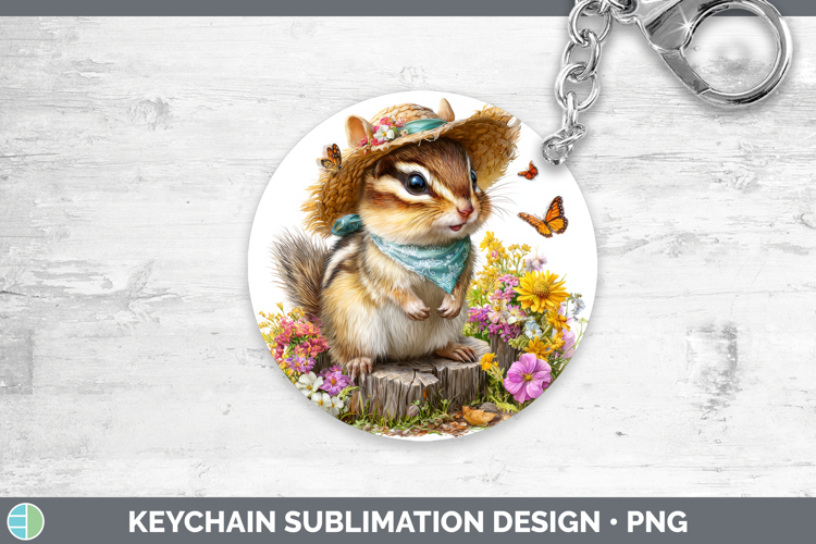 Chipmunk Keychain Woodland Bandana Summer Sublimation Keyrin