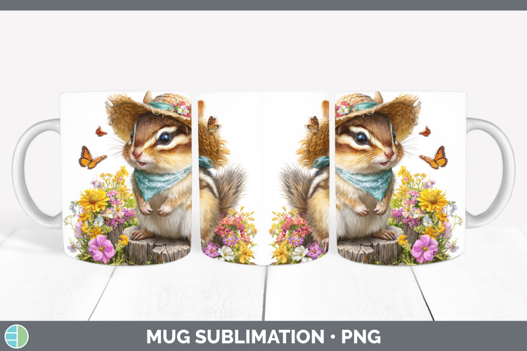 Chipmunk Mug Wrap Woodland Bandana Summer Sublimation Coffee