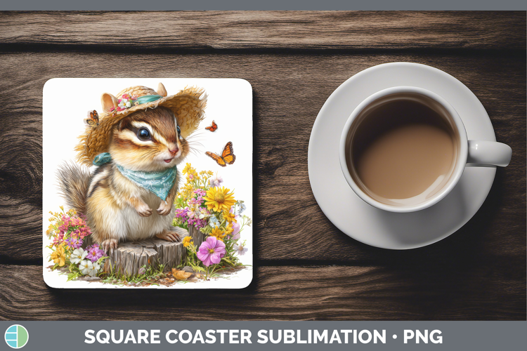 Chipmunk Square Coaster Woodland Bandana Summer Sublimation