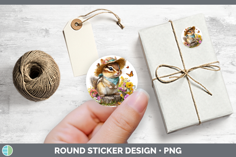 Woodland Bandana Summer Chipmunk Stickers | Round Labels Des