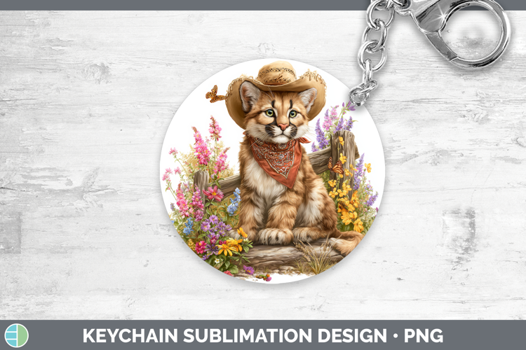 Cougar Keychain Woodland Bandana Summer Sublimation Keyring