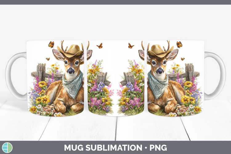 Deer Mug Wrap Woodland Bandana Summer Sublimation Coffee Cup