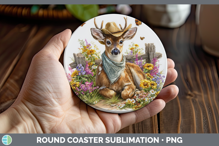Deer Round Coaster Woodland Bandana Summer Sublimation Coast