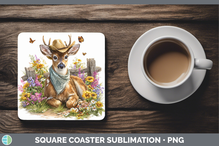 Deer Square Coaster Woodland Bandana Summer Sublimation Coas
