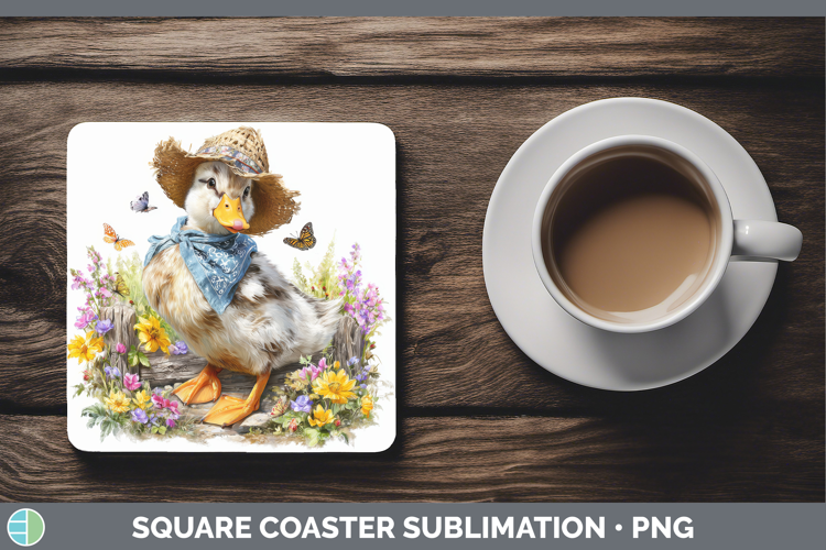 Duck Square Coaster Woodland Bandana Summer Sublimation Coas