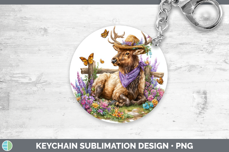 Elk Keychain Woodland Bandana Summer Sublimation Keyring Des