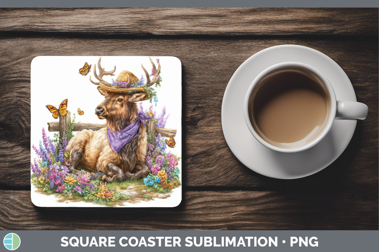 Elk Square Coaster Woodland Bandana Summer Sublimation Coast