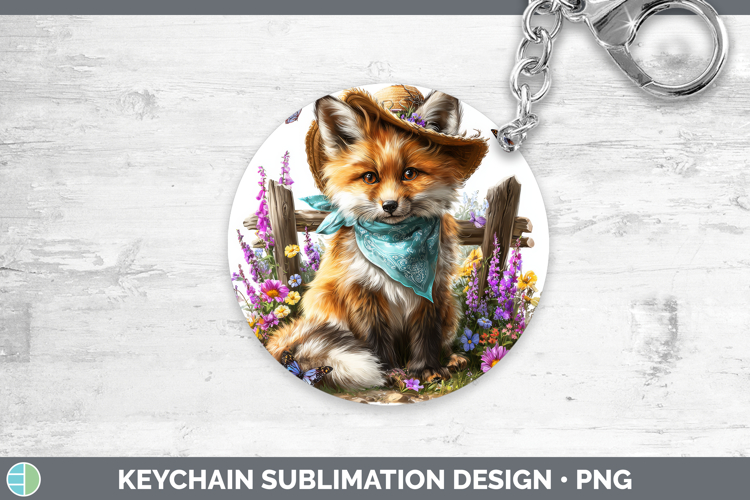 Fox Keychain Woodland Bandana Summer Sublimation Keyring Des