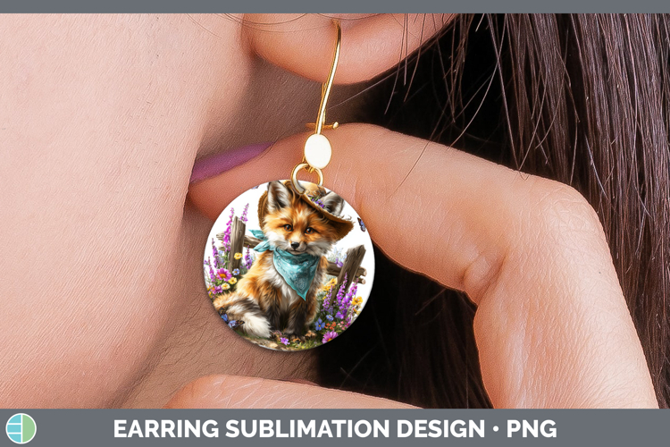 Fox Round Earrings Woodland Bandana Summer Sublimation Earri