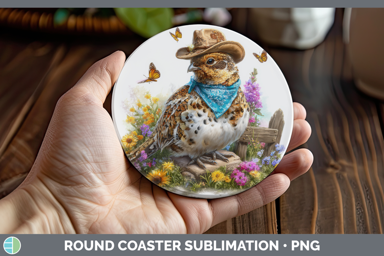 Grouse Round Coaster Woodland Bandana Summer Sublimation Coa