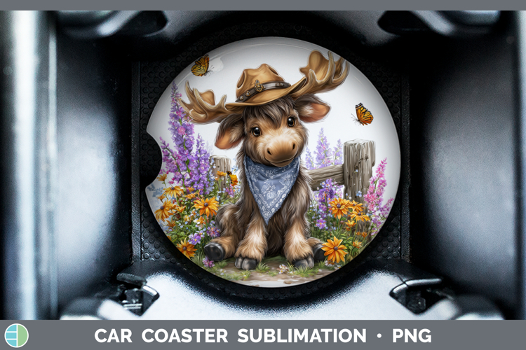 Moose Car Coaster Woodland Bandana Summer Sublimation Desig