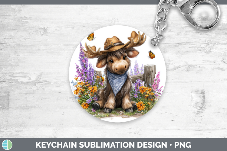 Moose Keychain Woodland Bandana Summer Sublimation Keyring D