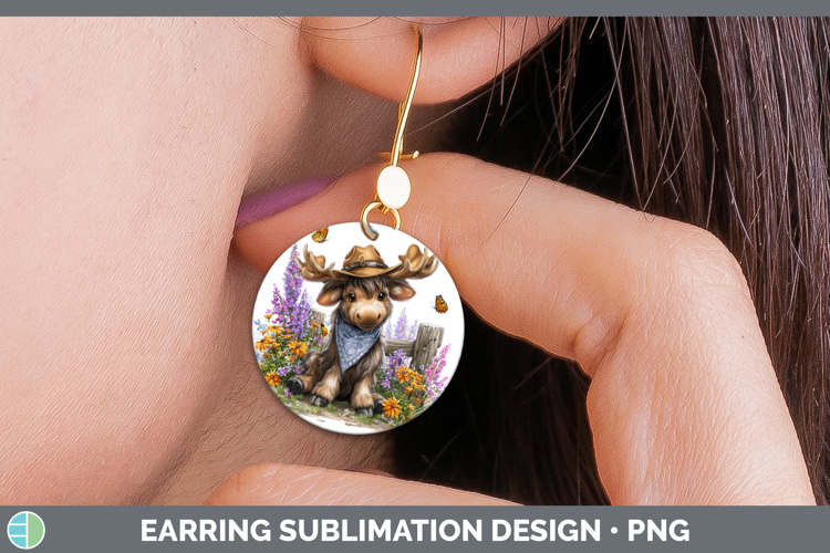 Moose Round Earrings Woodland Bandana Summer Sublimation Ear