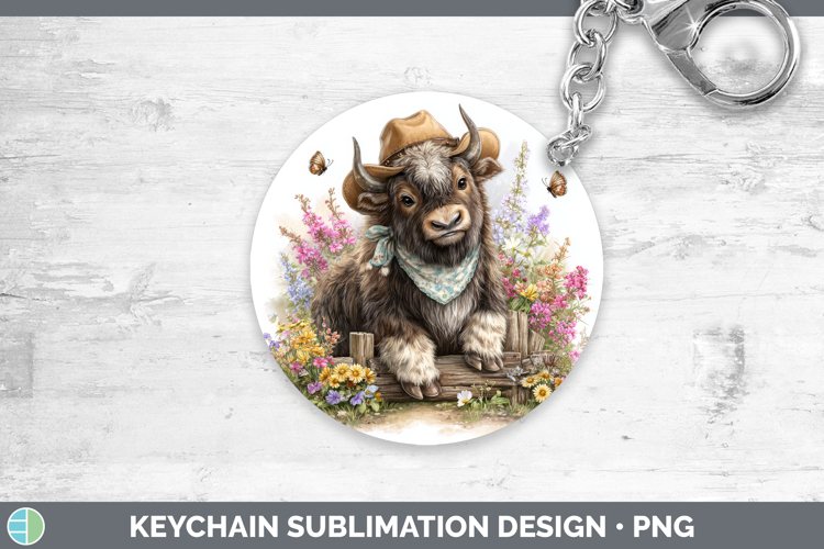 Musk Ox Keychain Woodland Bandana Summer Sublimation Keyring