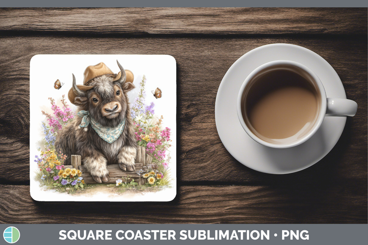 Musk Ox Square Coaster Woodland Bandana Summer Sublimation C