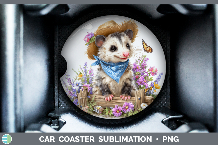 Opossum Car Coaster Woodland Bandana Summer Sublimation Des