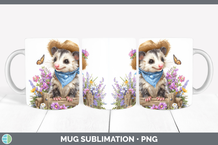 Opossum Mug Wrap Woodland Bandana Summer Sublimation Coffee