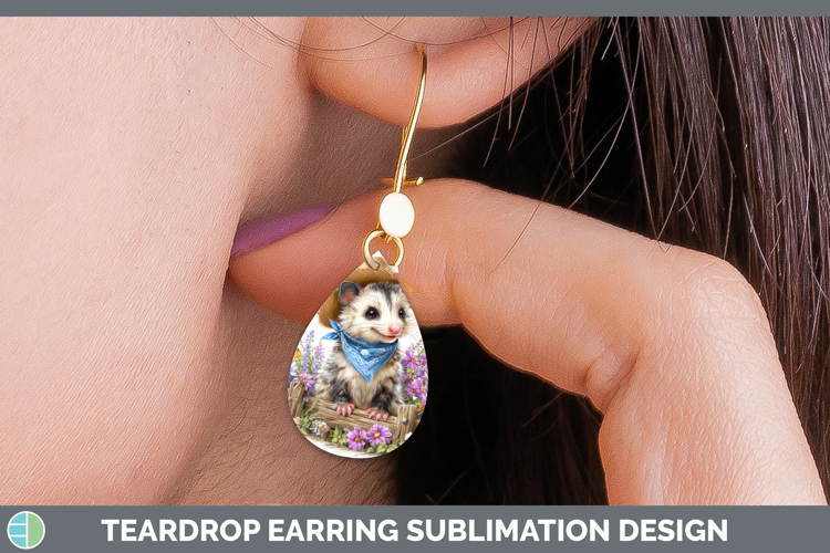 Opossum Teardrop Earrings Woodland Bandana Summer Sublimatio
