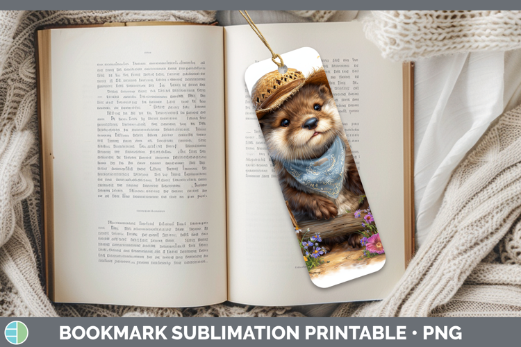 Otter Bookmark Woodland Bandana Summer Sublimation Printable