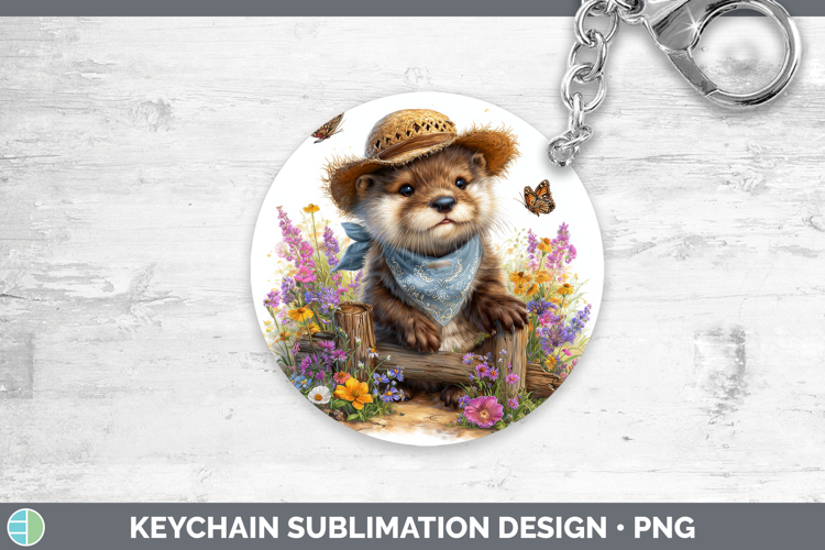 Otter Keychain Woodland Bandana Summer Sublimation Keyring D