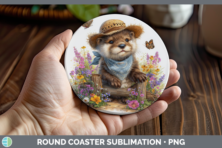 Otter Round Coaster Woodland Bandana Summer Sublimation Coas