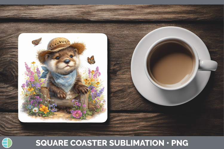 Otter Square Coaster Woodland Bandana Summer Sublimation Coa