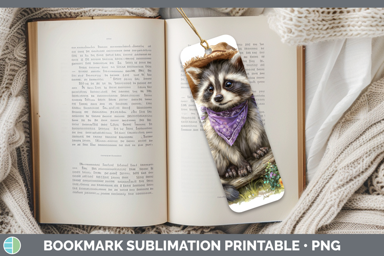 Raccoon Bookmark Woodland Bandana Summer Sublimation Printab