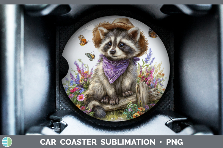 Raccoon Car Coaster Woodland Bandana Summer Sublimation Des