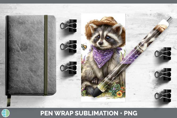 Raccoon Pen Wrap Woodland Bandana Summer Sublimation Pen Des