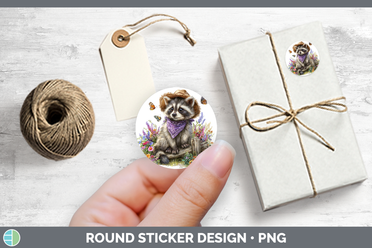 Woodland Bandana Summer Raccoon Stickers | Round Labels Desi