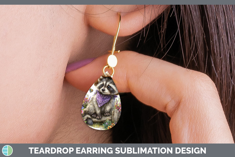 Raccoon Teardrop Earrings Woodland Bandana Summer Sublimatio