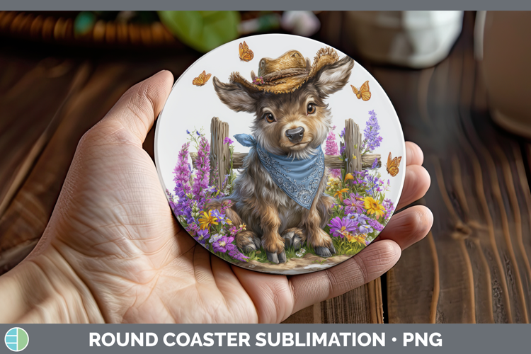 Reindeer Round Coaster Woodland Bandana Summer Sublimation C