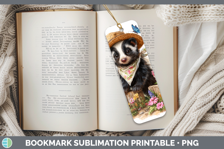 Skunk Bookmark Woodland Bandana Summer Sublimation Printable