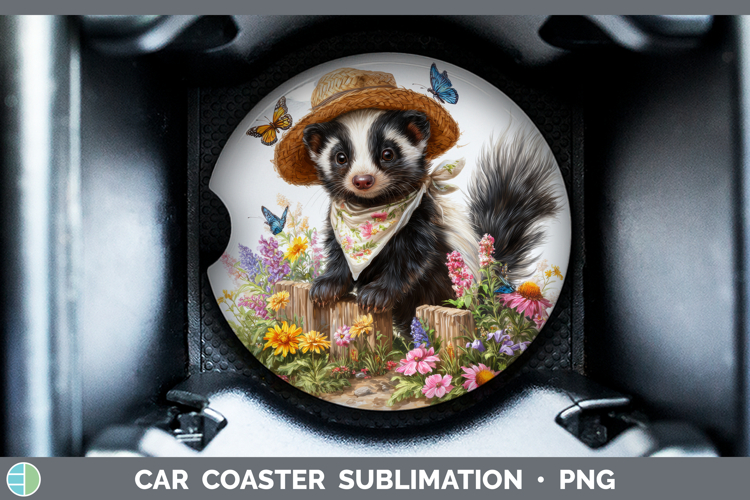 Skunk Car Coaster Woodland Bandana Summer Sublimation Desig
