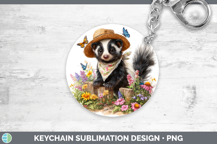 Skunk Keychain Woodland Bandana Summer Sublimation Keyring D