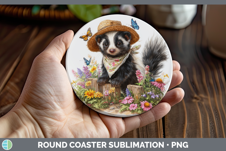 Skunk Round Coaster Woodland Bandana Summer Sublimation Coas