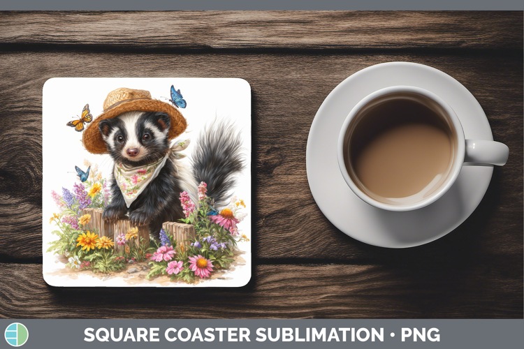 Skunk Square Coaster Woodland Bandana Summer Sublimation Coa