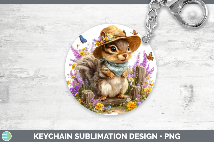 Squirrel Keychain Woodland Bandana Summer Sublimation Keyrin