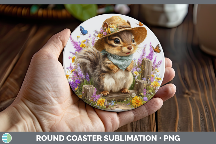 Squirrel Round Coaster Woodland Bandana Summer Sublimation C