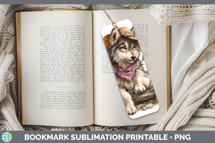 Wolf Bookmark Woodland Bandana Summer Sublimation Printable