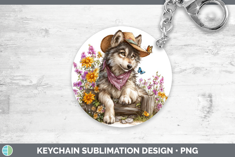 Wolf Keychain Woodland Bandana Summer Sublimation Keyring De