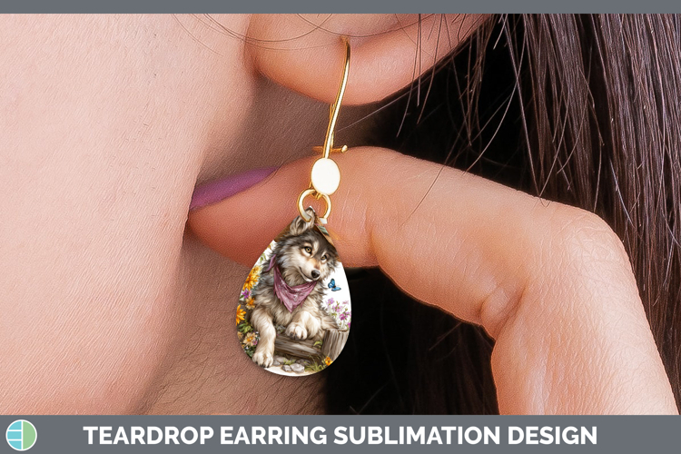 Wolf Teardrop Earrings Woodland Bandana Summer Sublimation E