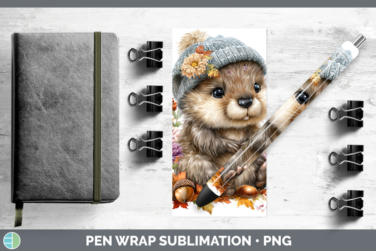 Woodland Boho Autumn Beaver Pen Wrap Sublimation Pen Designs