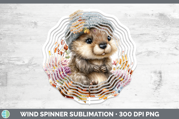 Woodland Boho Autumn Beaver Wind Spinner Sublimation Spinner