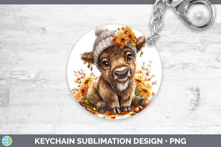 Woodland Boho Autumn Bison Keychain Sublimation Keyring Desi