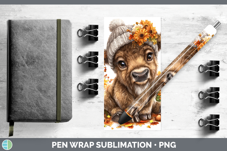 Woodland Boho Autumn Bison Pen Wrap Sublimation Pen Designs