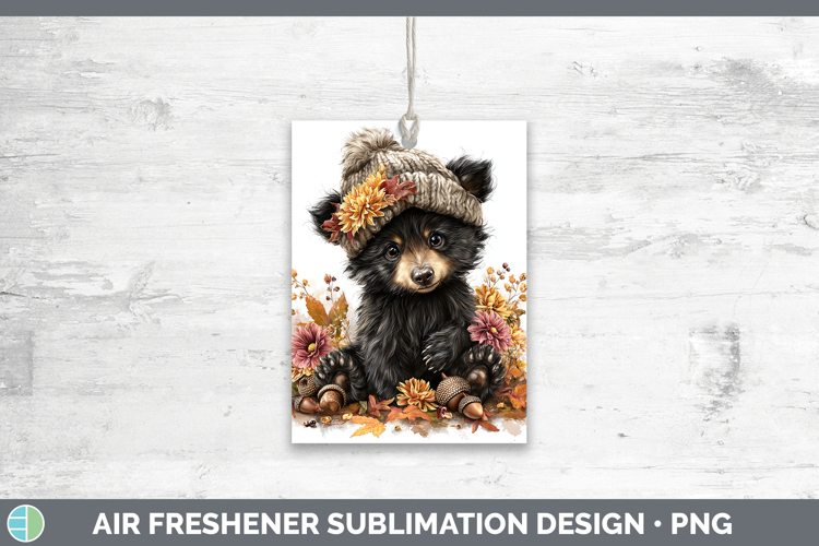 Woodland Boho Autumn Black Bear Air Freshener Sublimation Ca