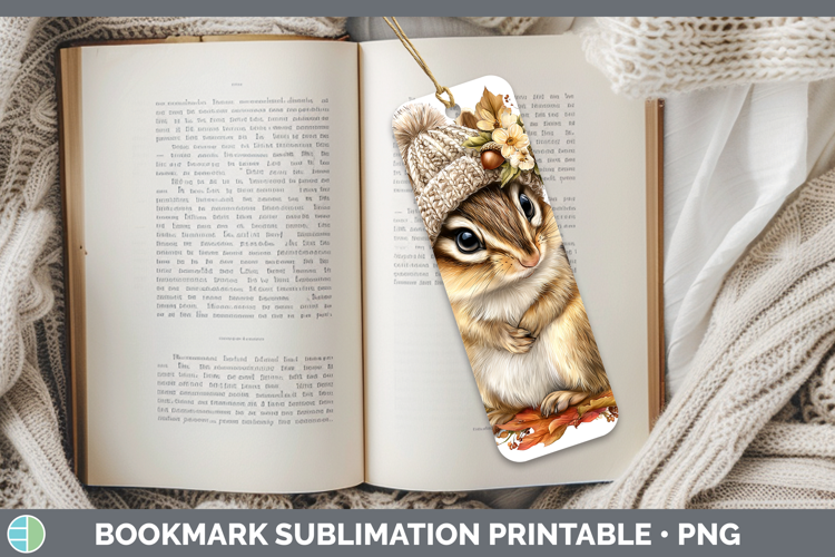 Woodland Boho Autumn Chipmunk Bookmark Sublimation Printable